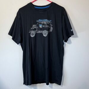 Fair Kuhl Graphic T-Shirt Men's Large Black Expedition Vehicle Surfboard Tee